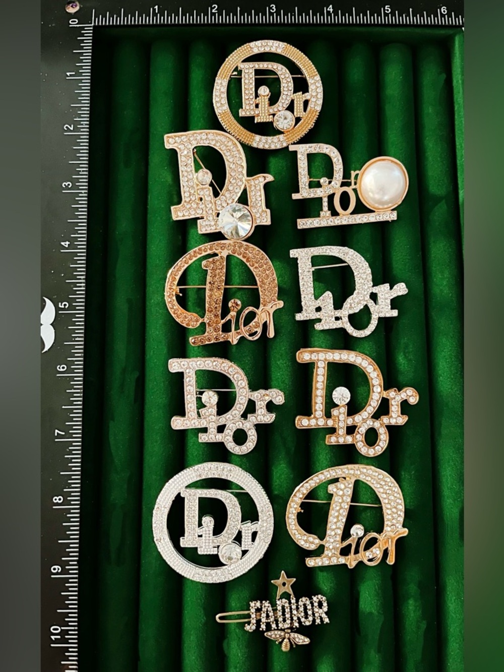 Lot 10 Sparkling Crystal Letter Brooch Pin Gold Silver Tone Rhinestone Initial